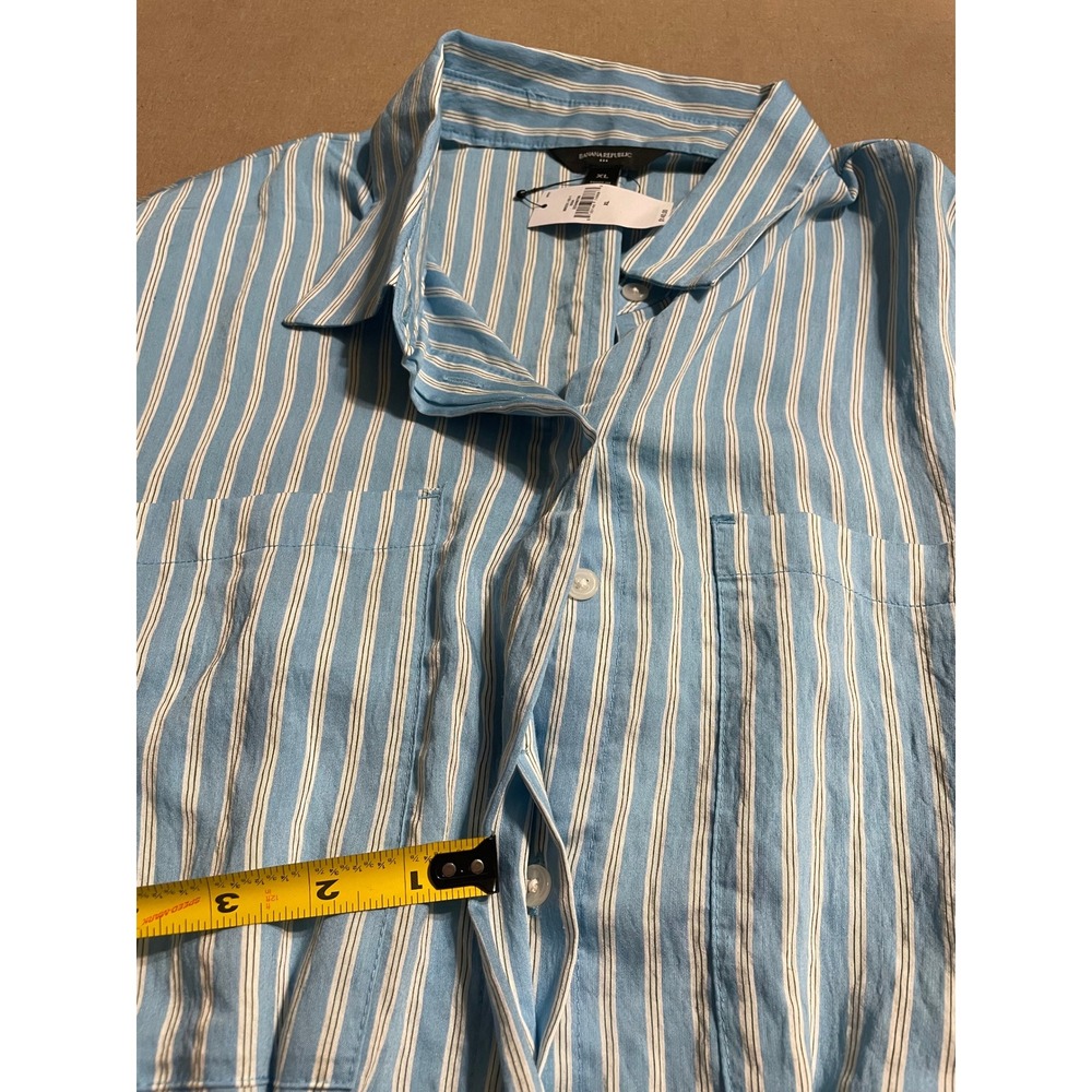 NWT Banana Republic Factory Midi Shirt Dress Size XL Blue White Sash Pockets - Picture 11 of 13